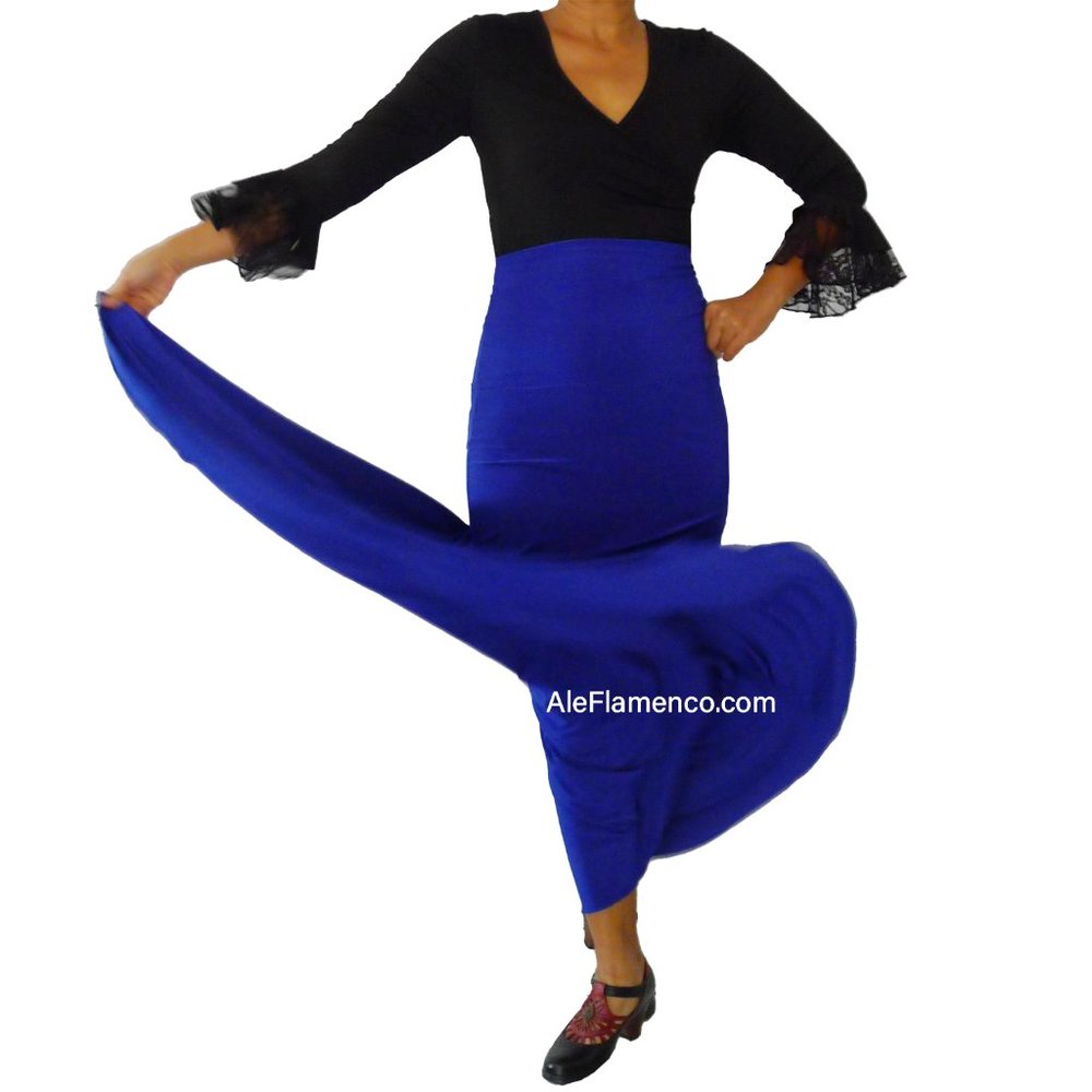 Royal Blue Practice flamenco dance skirt, high waisted maxi skirt - Picture 2 of 2